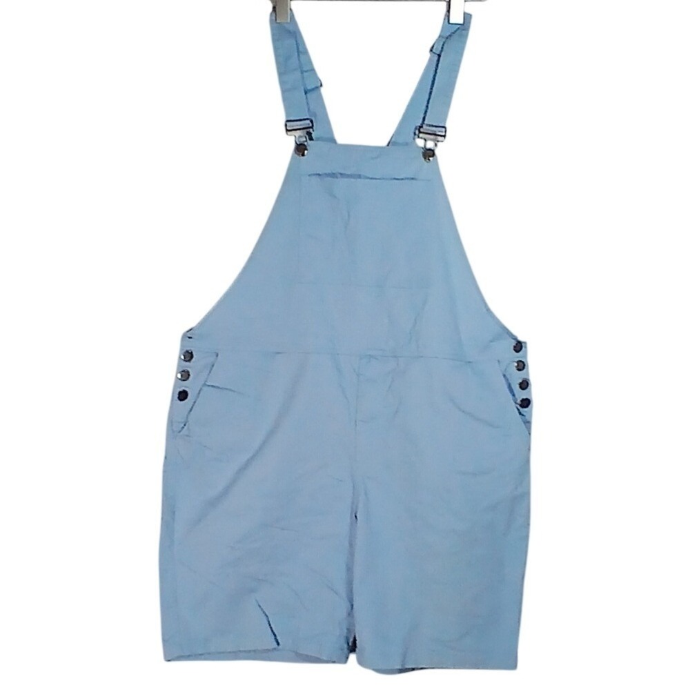 Light Wash Blue Shortalls Bib Overalls Coastal Farm Utility Relaxed Jumpsuit